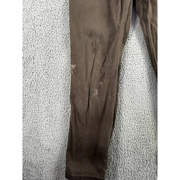 Duluth Trading‎ Carpenter Pants Men 32 Brown Work Wear Grunge Paint - Picture 6 of 12